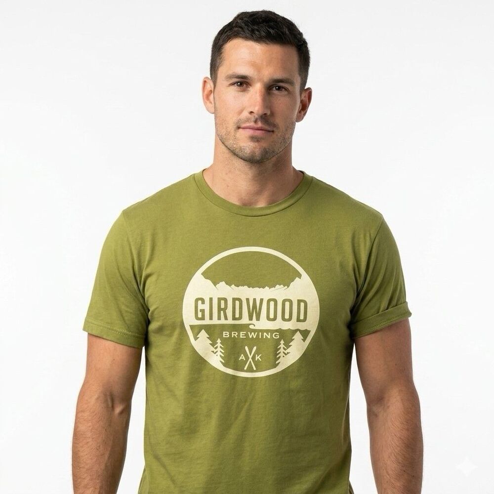 MEN'S TSHIRT: Girdwood Brewing Company Beer Soft Green LARGE L